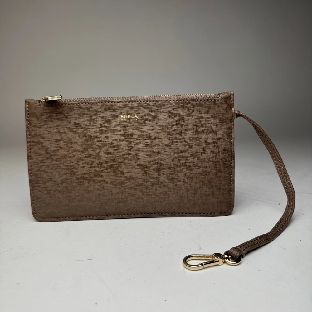 Furla Brown Leather Clutch /Wristlet NWOT